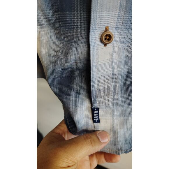 ROWM Men's Large Blue Plaid Button Down Long Sleeve Dress Shirt - Picture 3 of 7